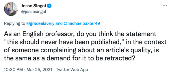 Katie Herzog and Jesse Singal do not understand the first principles of “free speech,” and are not qualified to write or broadcast on this topic.